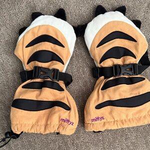 Kids Tiger Mittens - Orange and Black